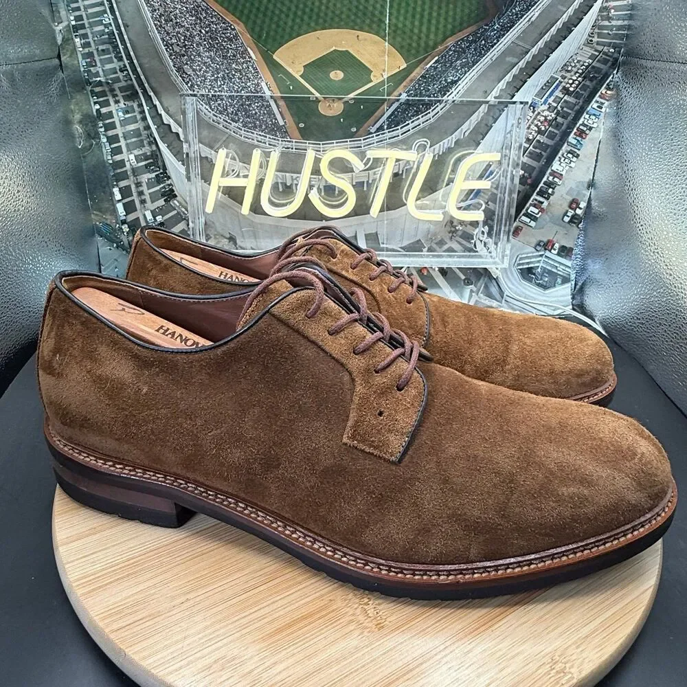 JOHNSTON & MURPHY MENS HARTFORD PLAIN TOE OXFORD SNUFF SUEDE SZ 12 Made in Italy